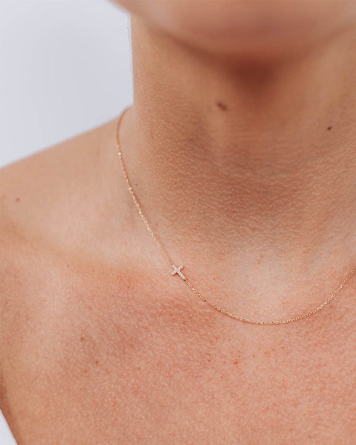 Diamond Pavé Love Letter Cross Necklace