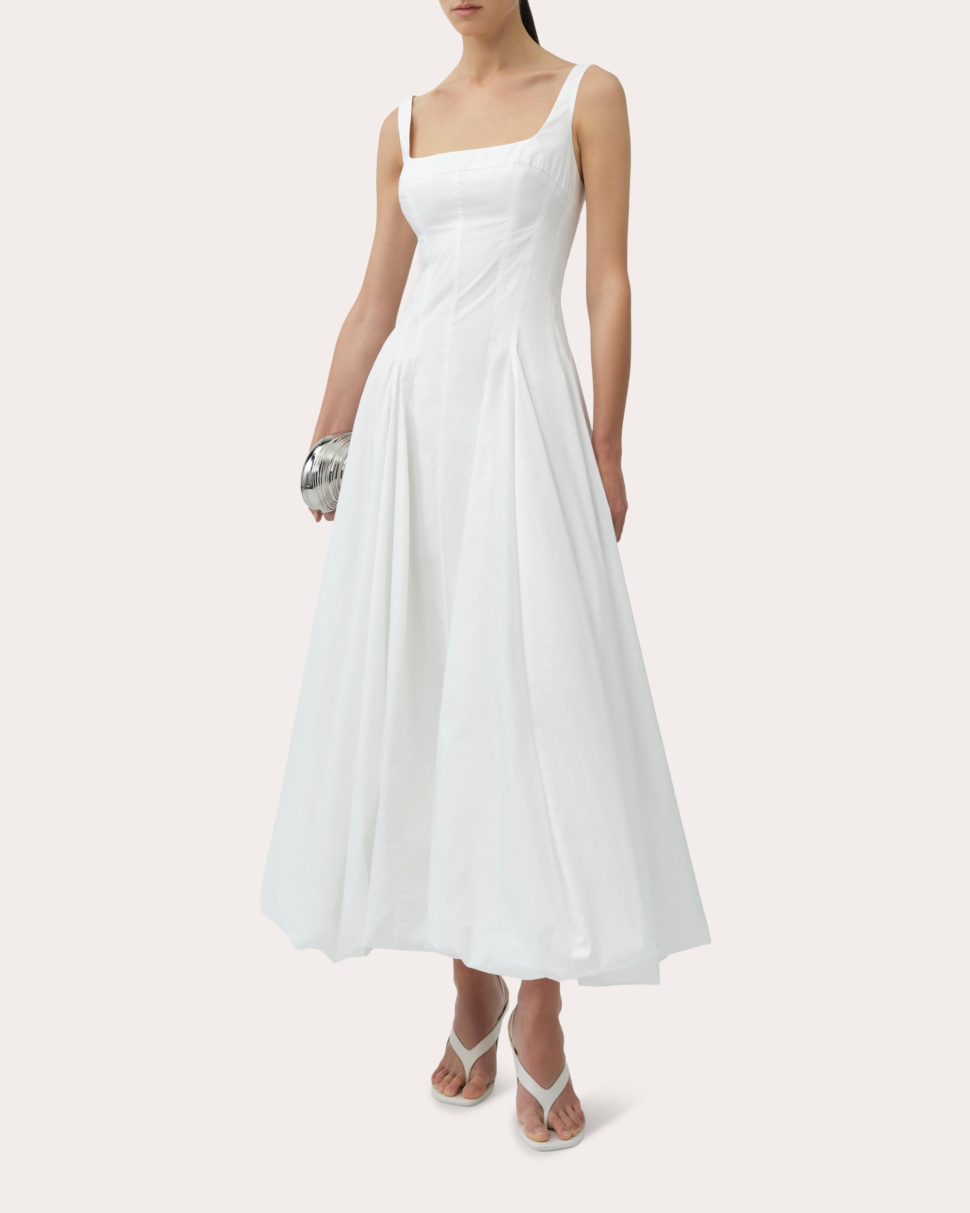 Hally Cotton Poplin Gathered Bubble Midi Dress