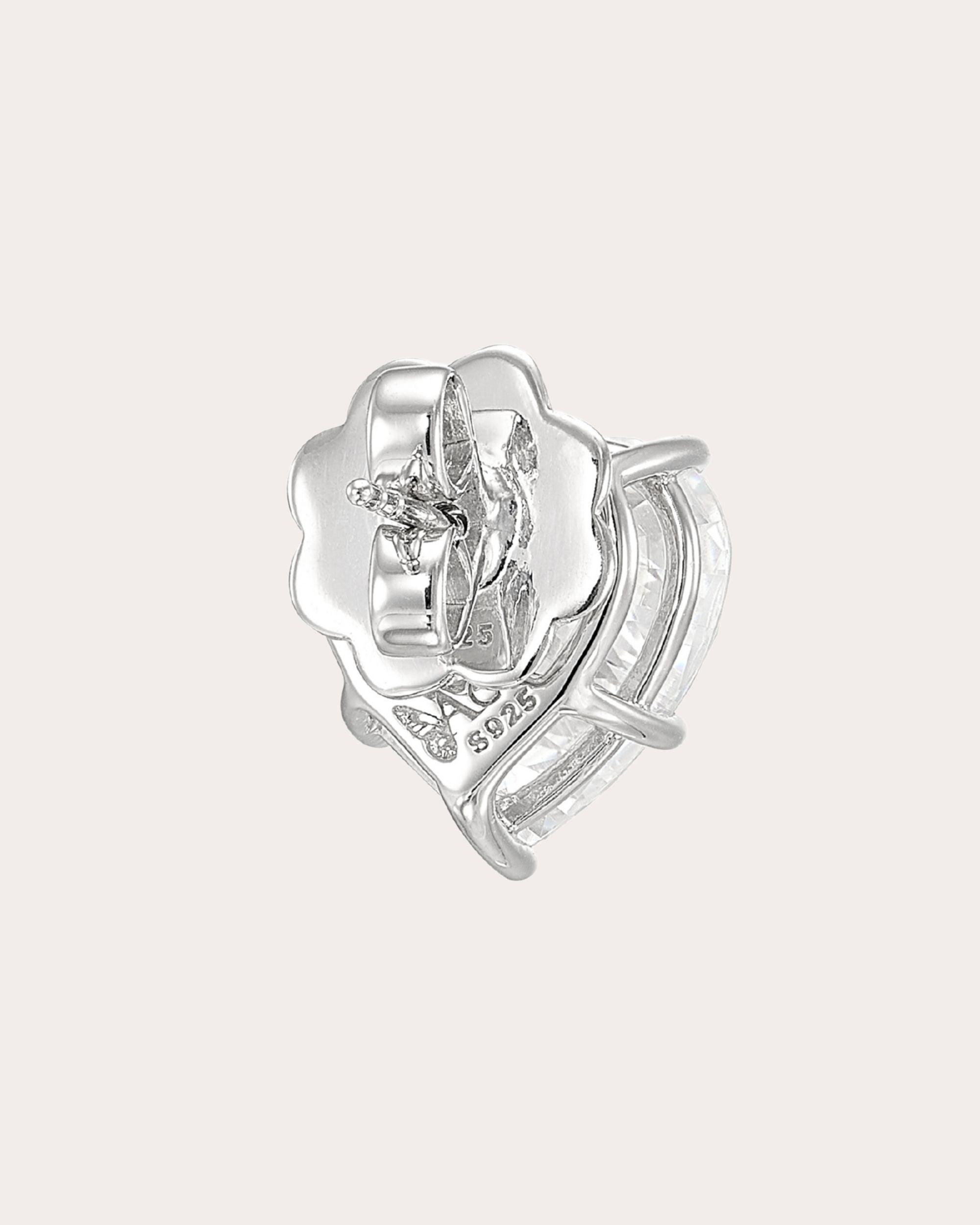 Diamond Heart Stud Earrings