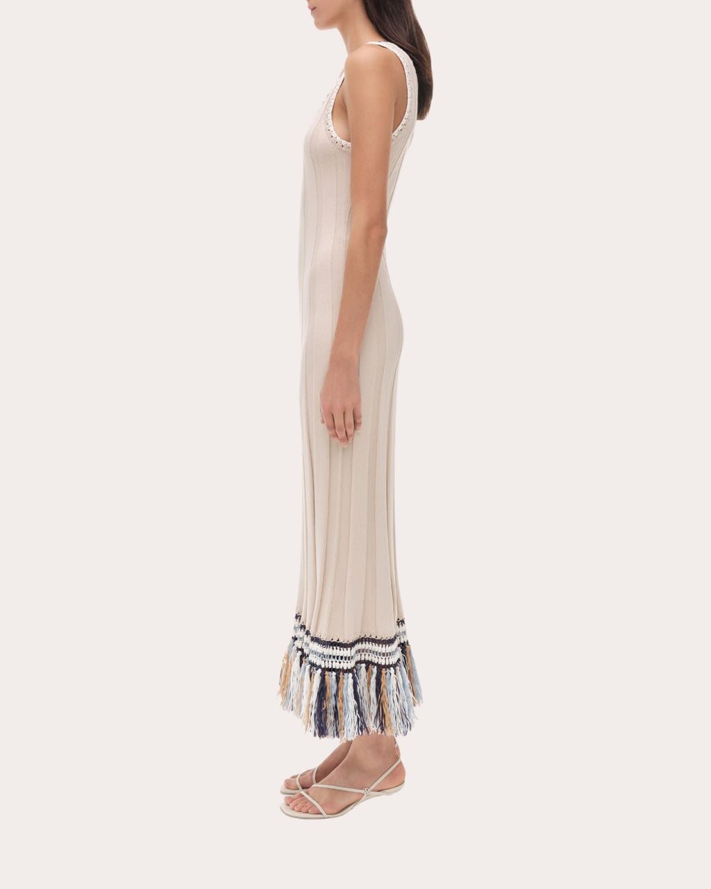 Julianna Ribbed Crochet Fringe Tank Dress
