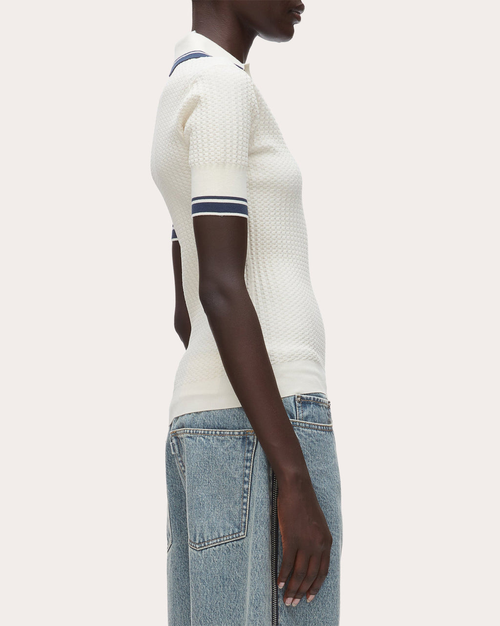 Textured Knit Polo Top