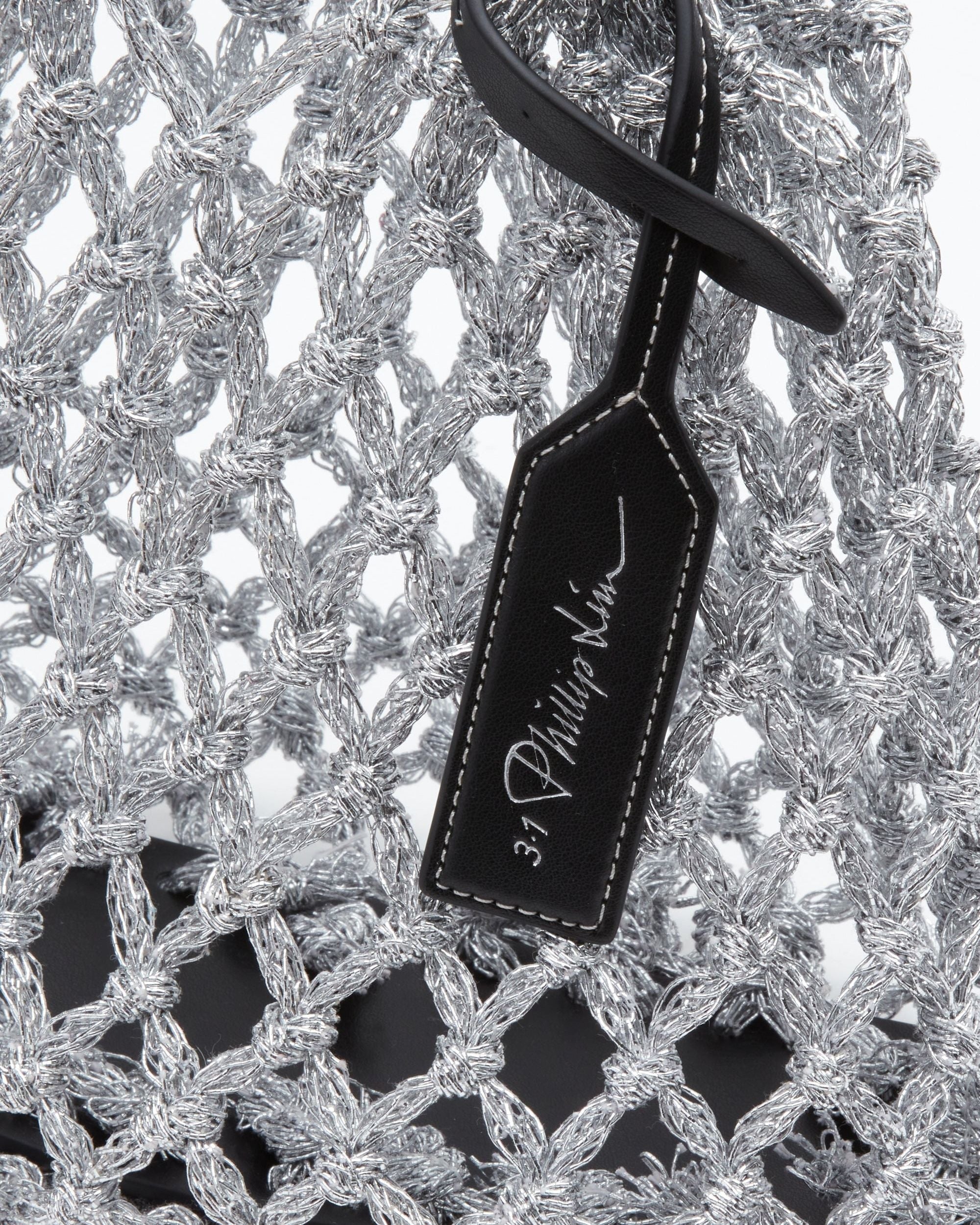 Mini Metallic Macramé Tote