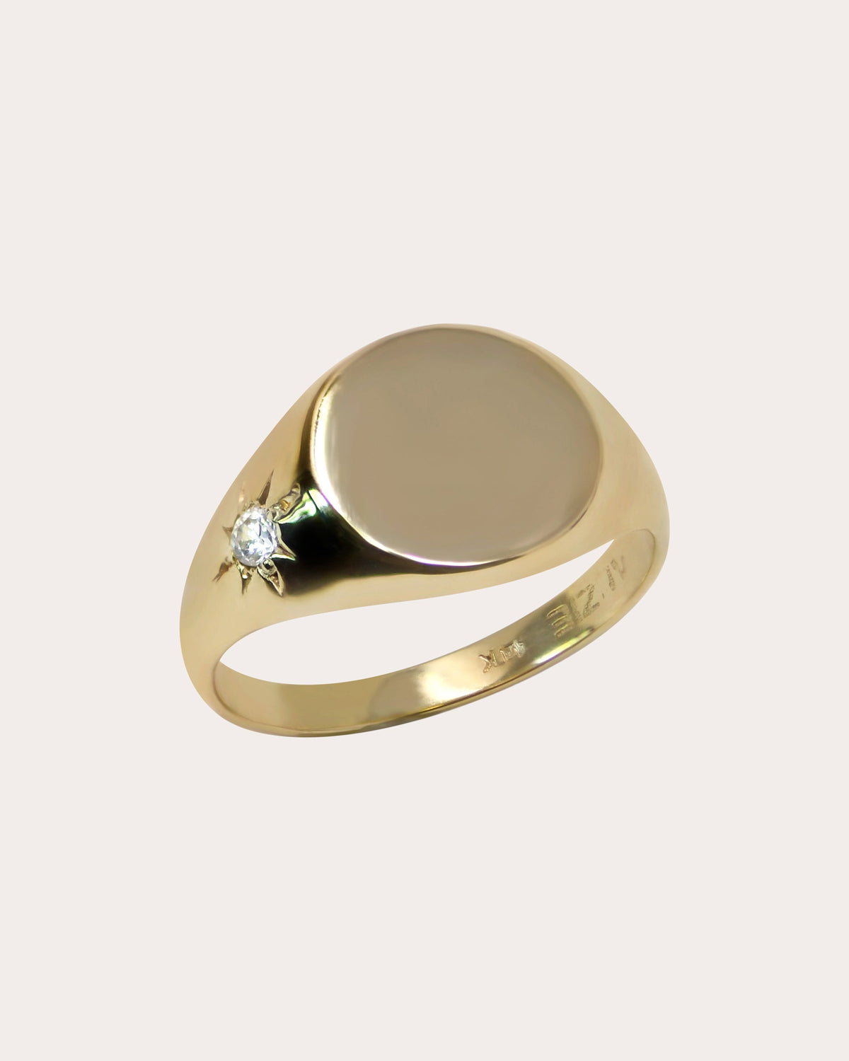 Diamond & 14k Gold Aztec Signet Ring