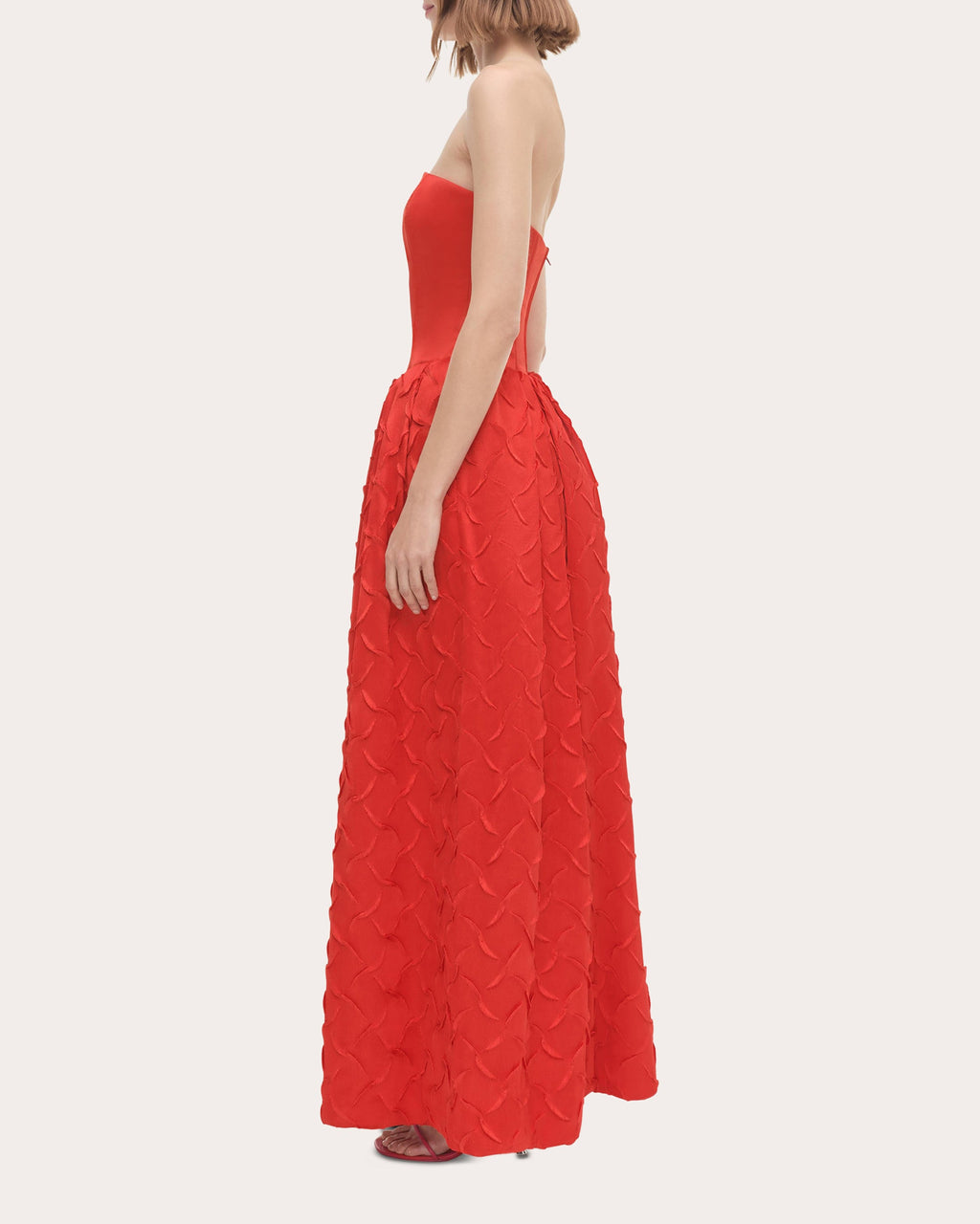 Azriel Pleated Bustier Strapless Gown