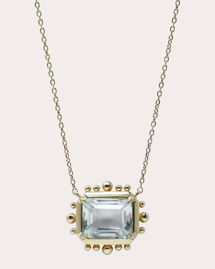 Topaz Dew Drop Marine Pendant Necklace
