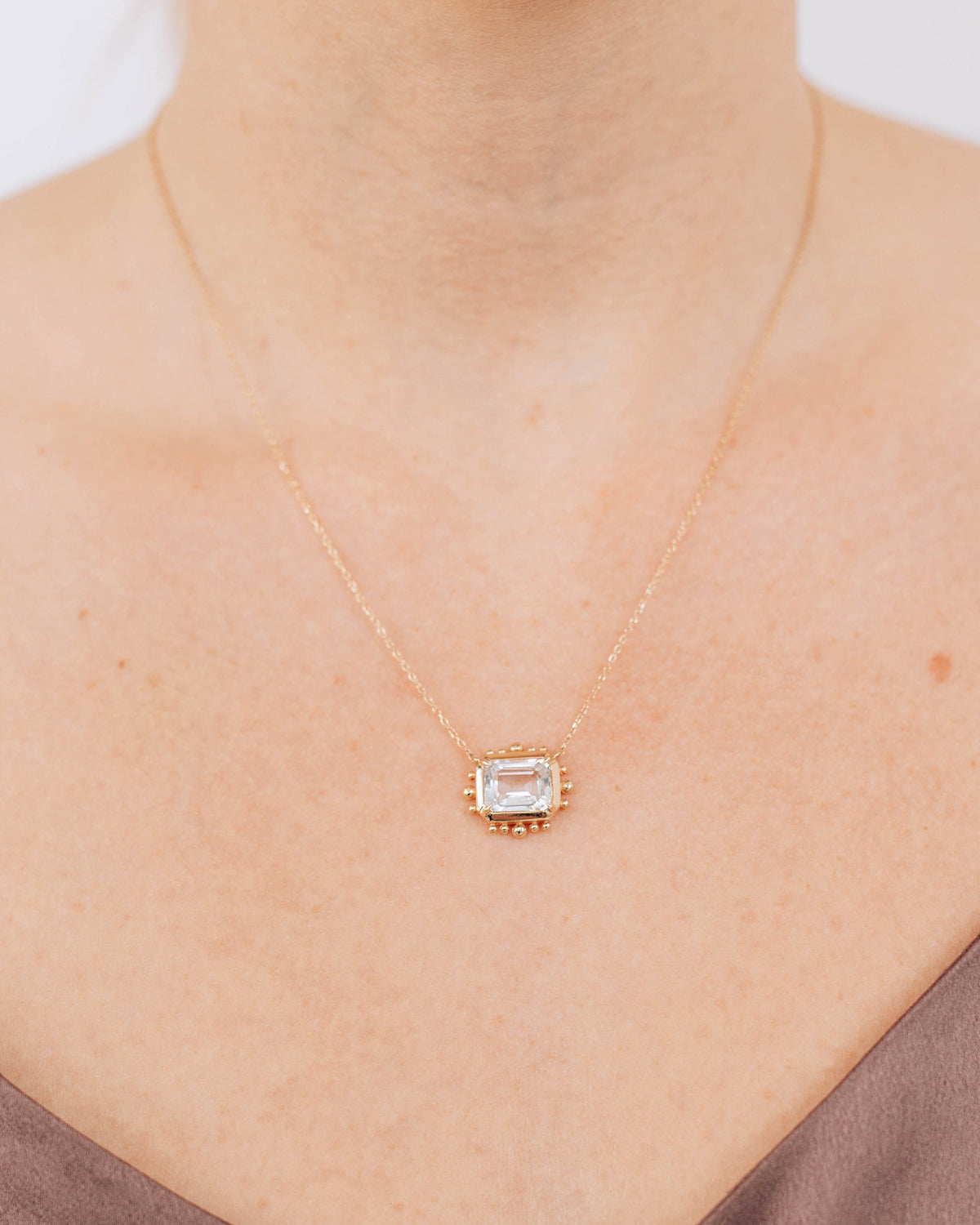 Topaz Dew Drop Marine Pendant Necklace