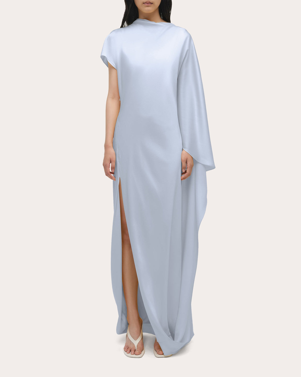 Ora Satin Asymmetric Cape Gown
