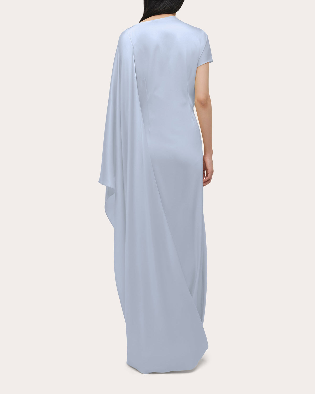 Ora Satin Asymmetric Cape Gown