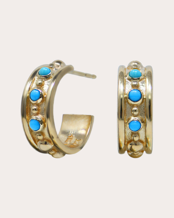 Turquoise Méditerranée Joanna Wide Hoop Earrings