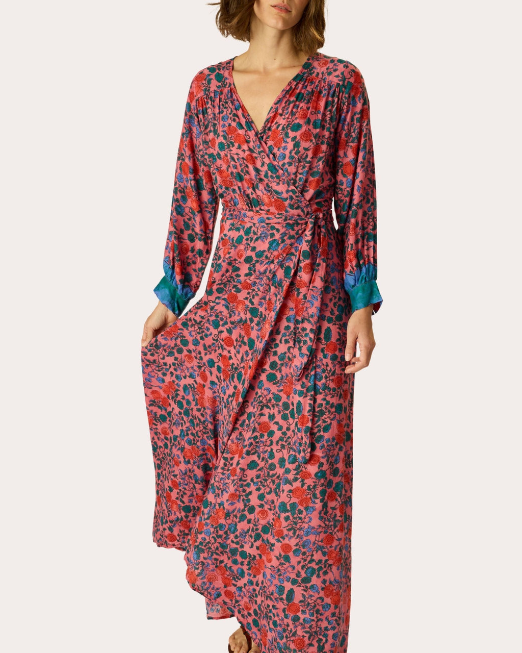 Kate Floral Asymmetric Wrap Maxi Dress