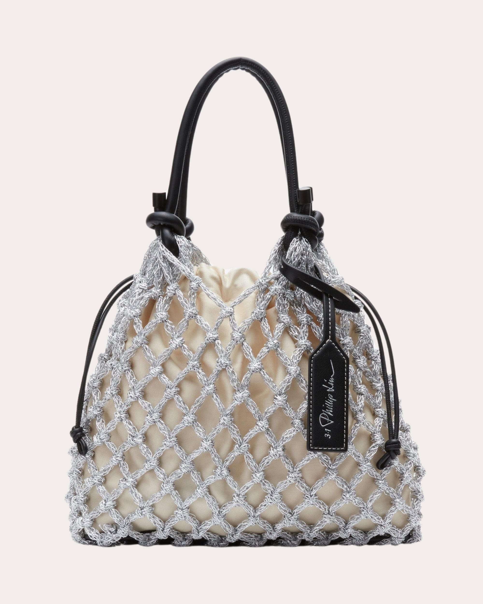 Mini Metallic Macramé Tote
