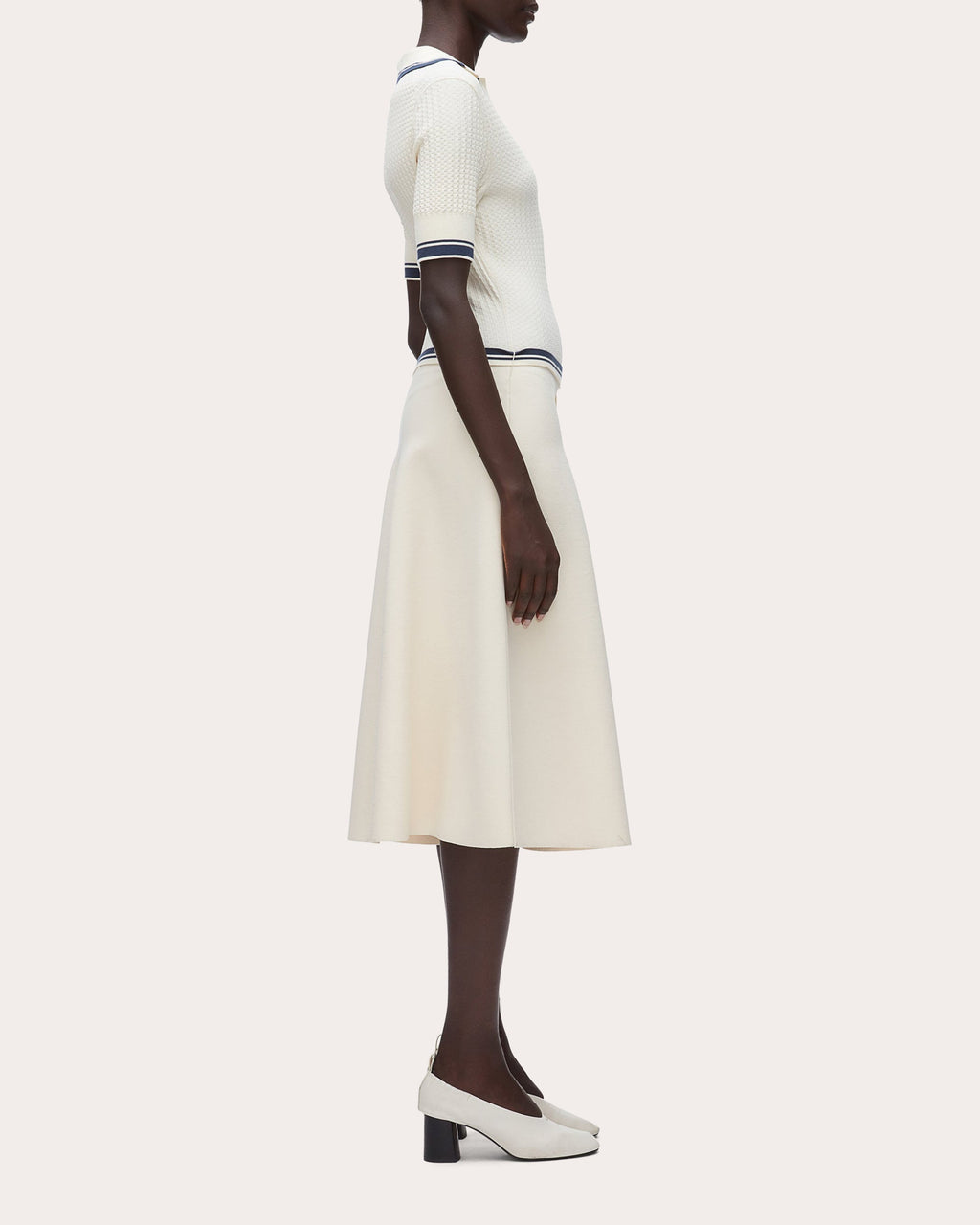 Textured Knit Polo Midi Dress