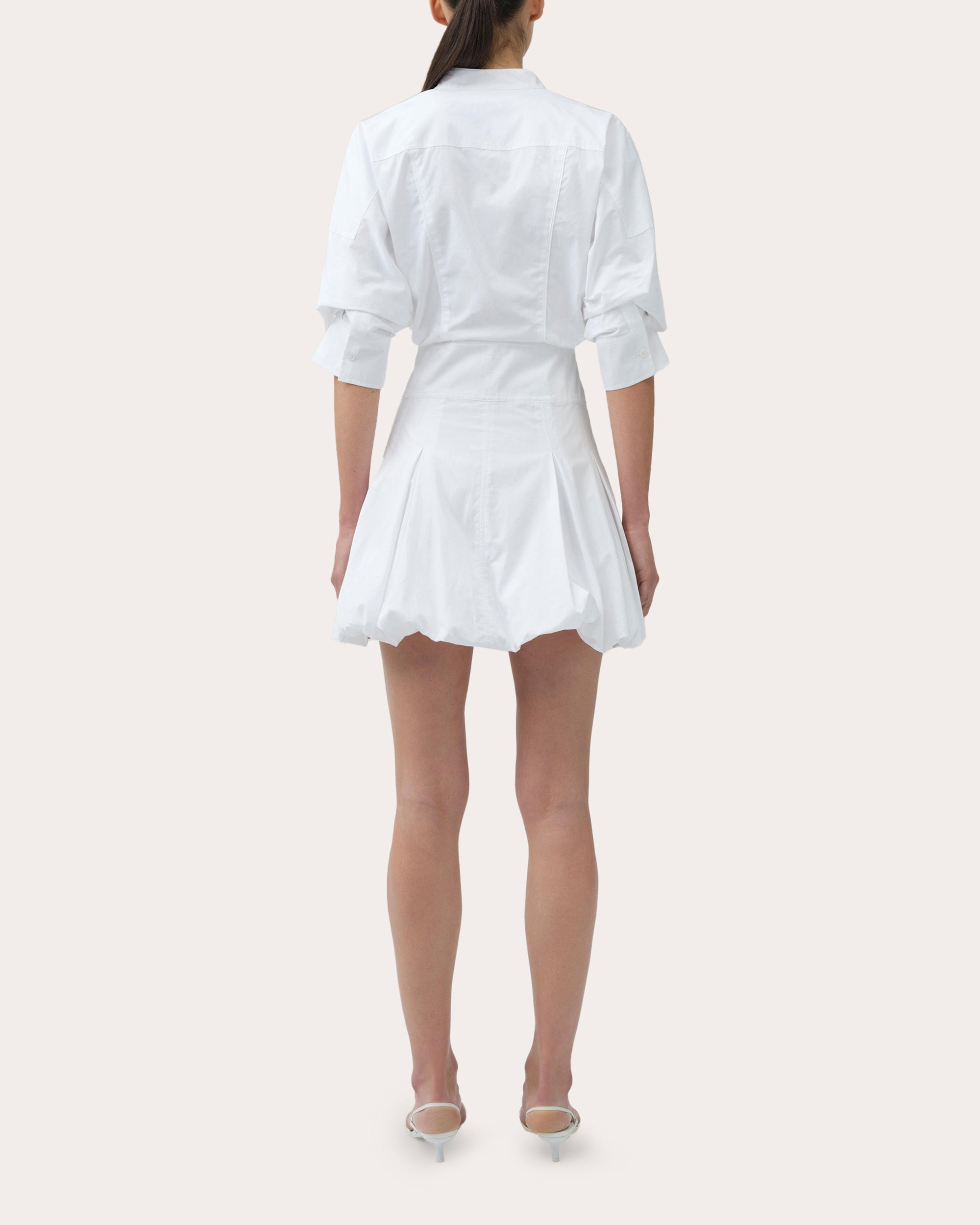 Effie Poplin Bubble-Hem Mini Shirt Dress