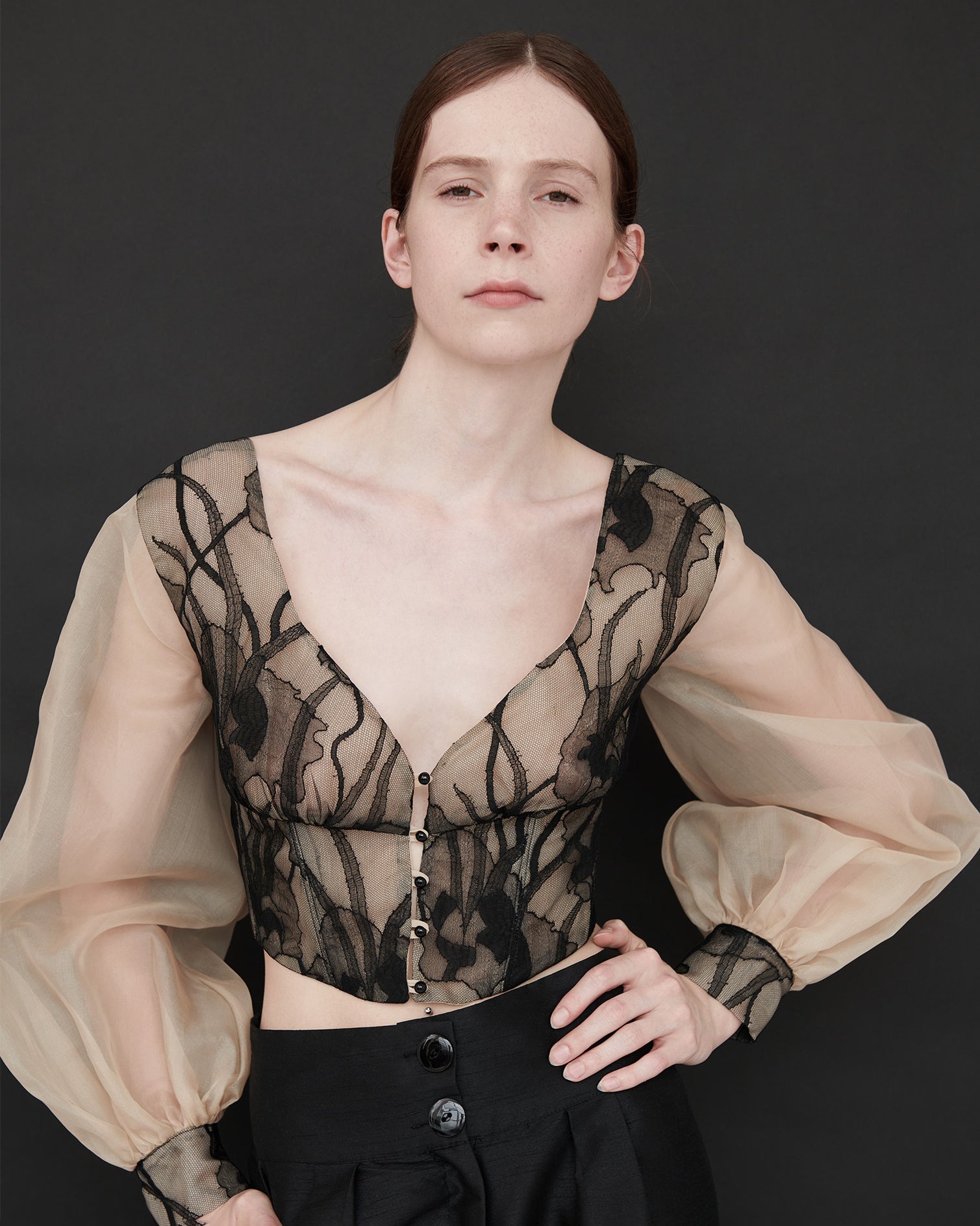 Leana Silk Organza Lace Corset Blouse