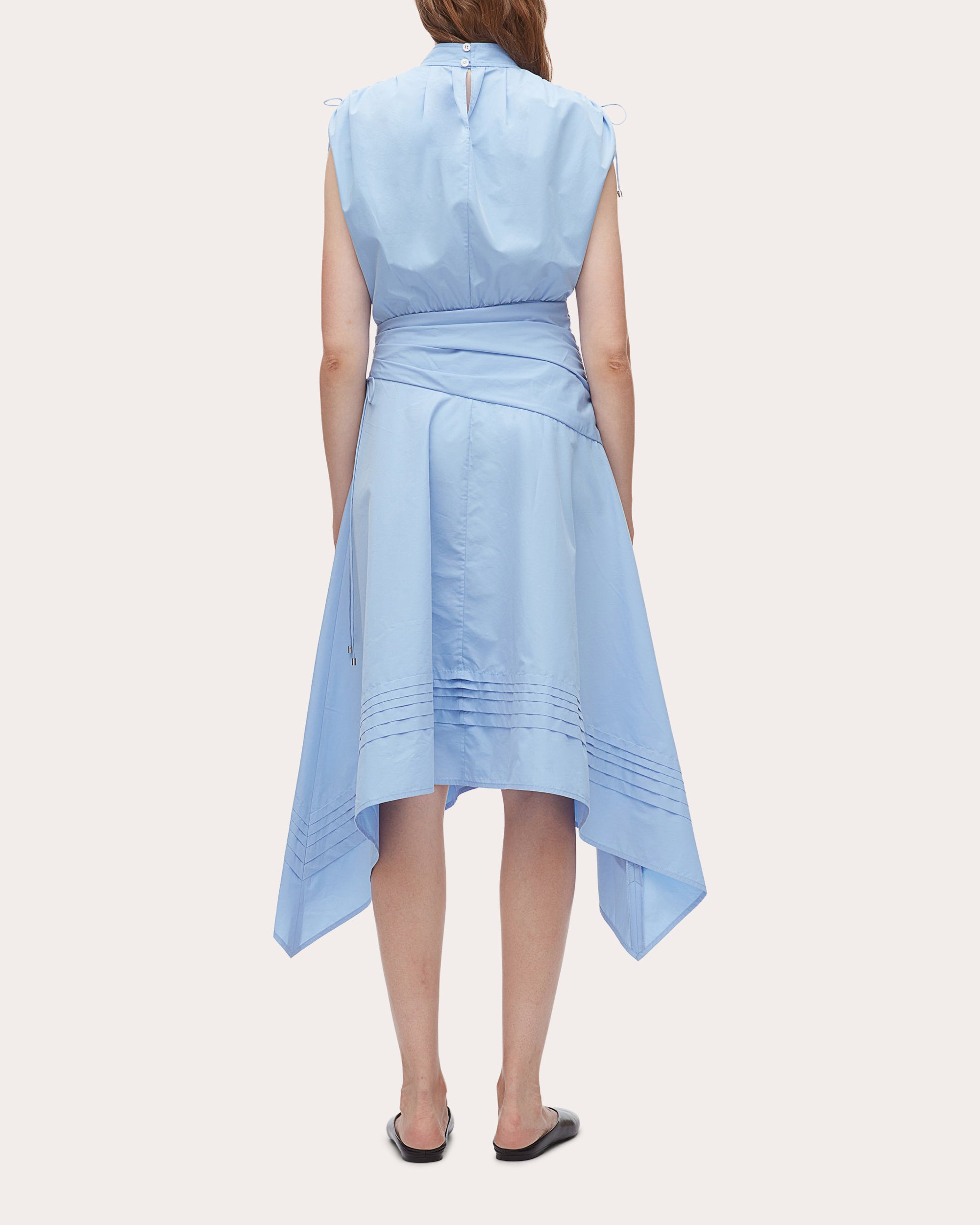 Cotton Poplin Ruched Handkerchief Dress