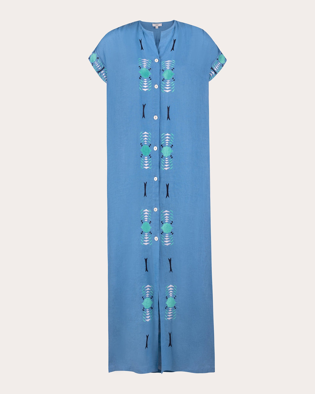 Yuhin Embroidered Linen Button Maxi Dress