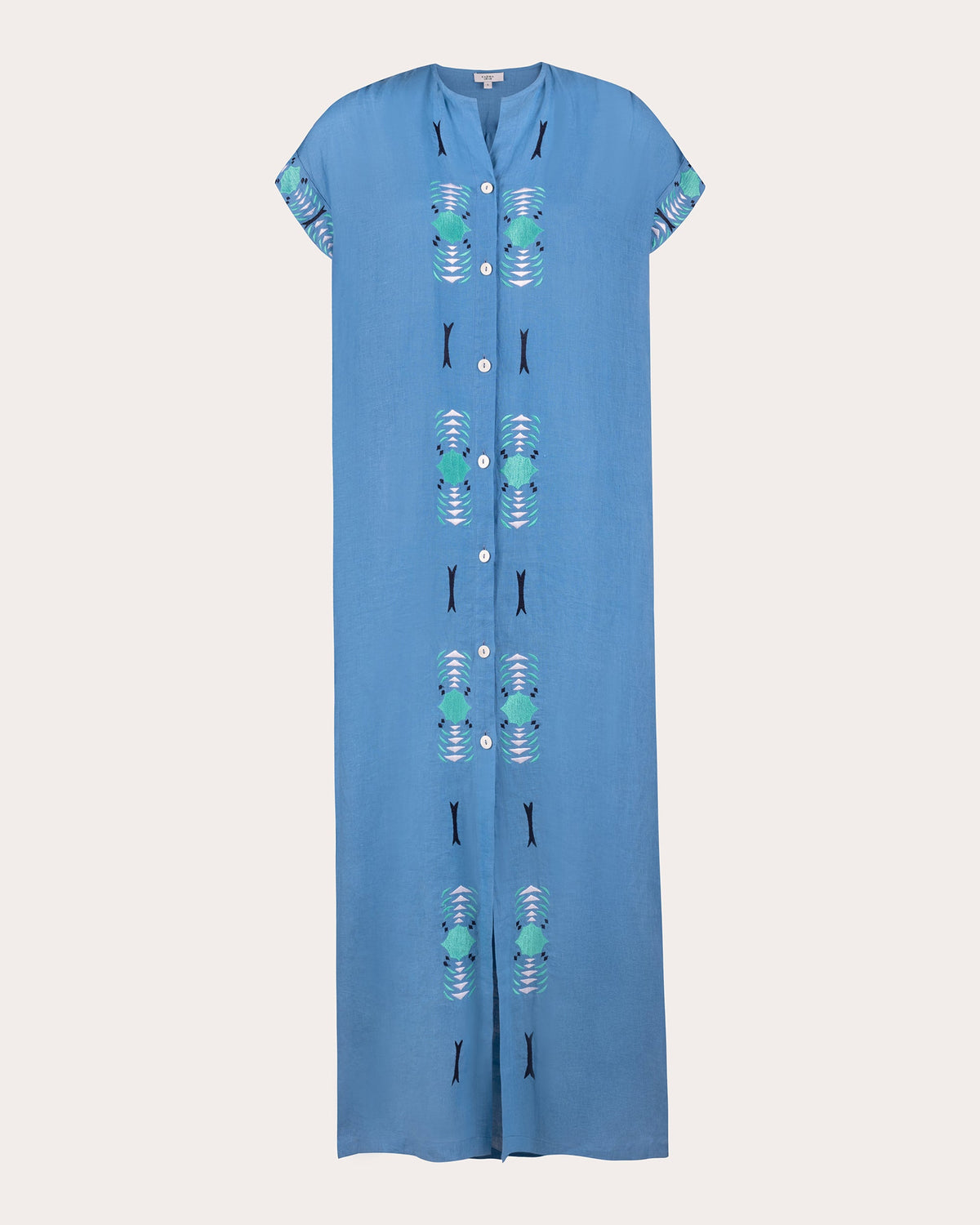 Yuhin Embroidered Linen Button Maxi Dress