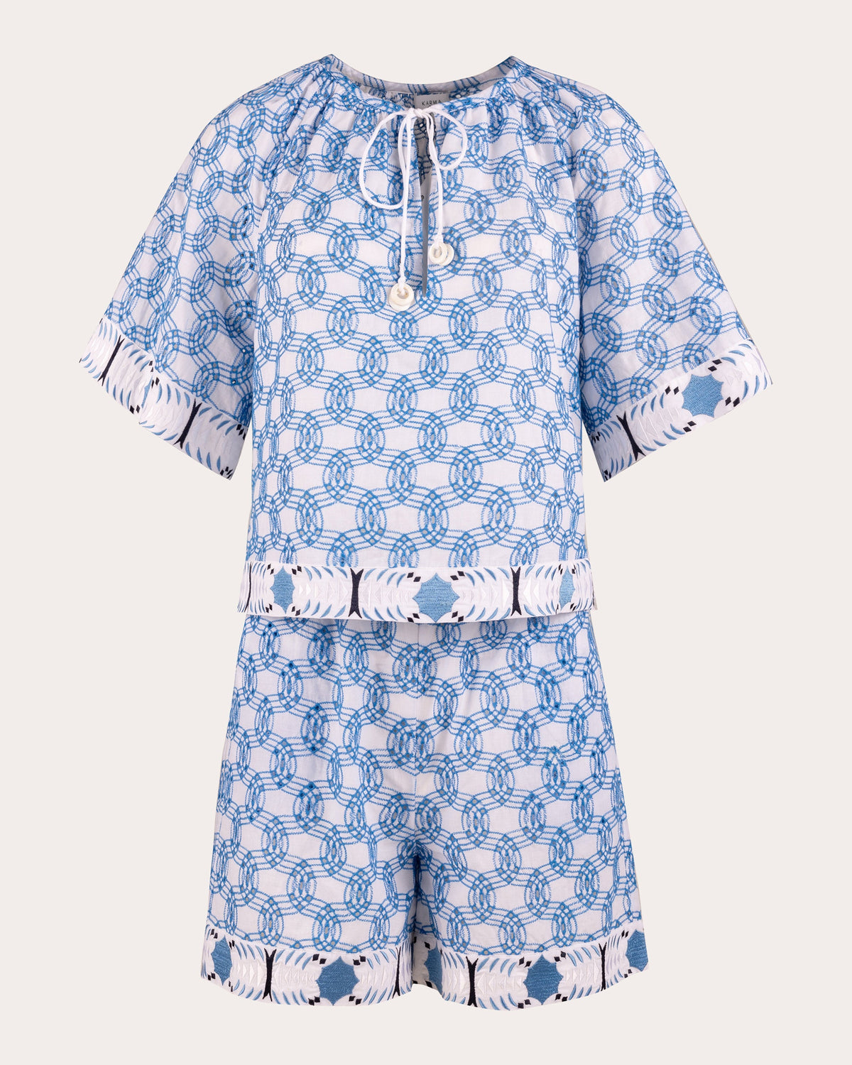 Oto Broderie Anglaise Cotton Shorts Set