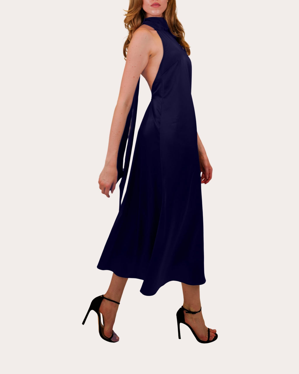 Meera Satin Halter Midi Dress