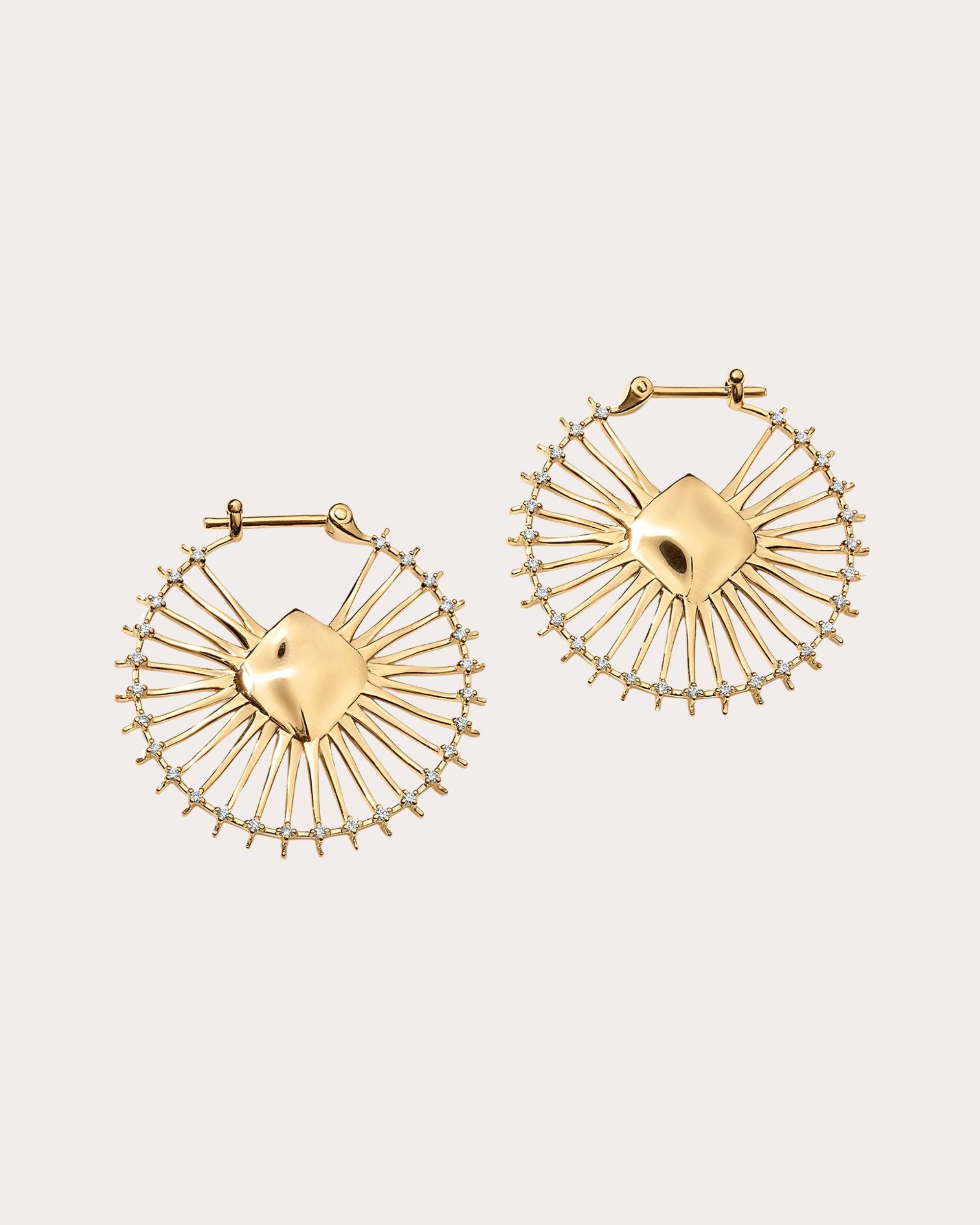 Diamond & 14k Gold 300Hz Hoop Earrings