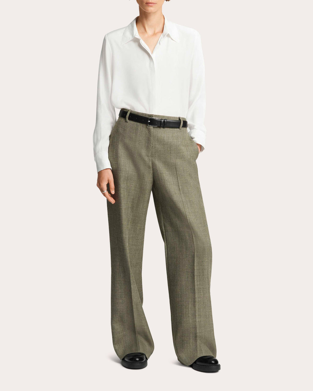 Soho Herringbone Wool Creased Trousers
