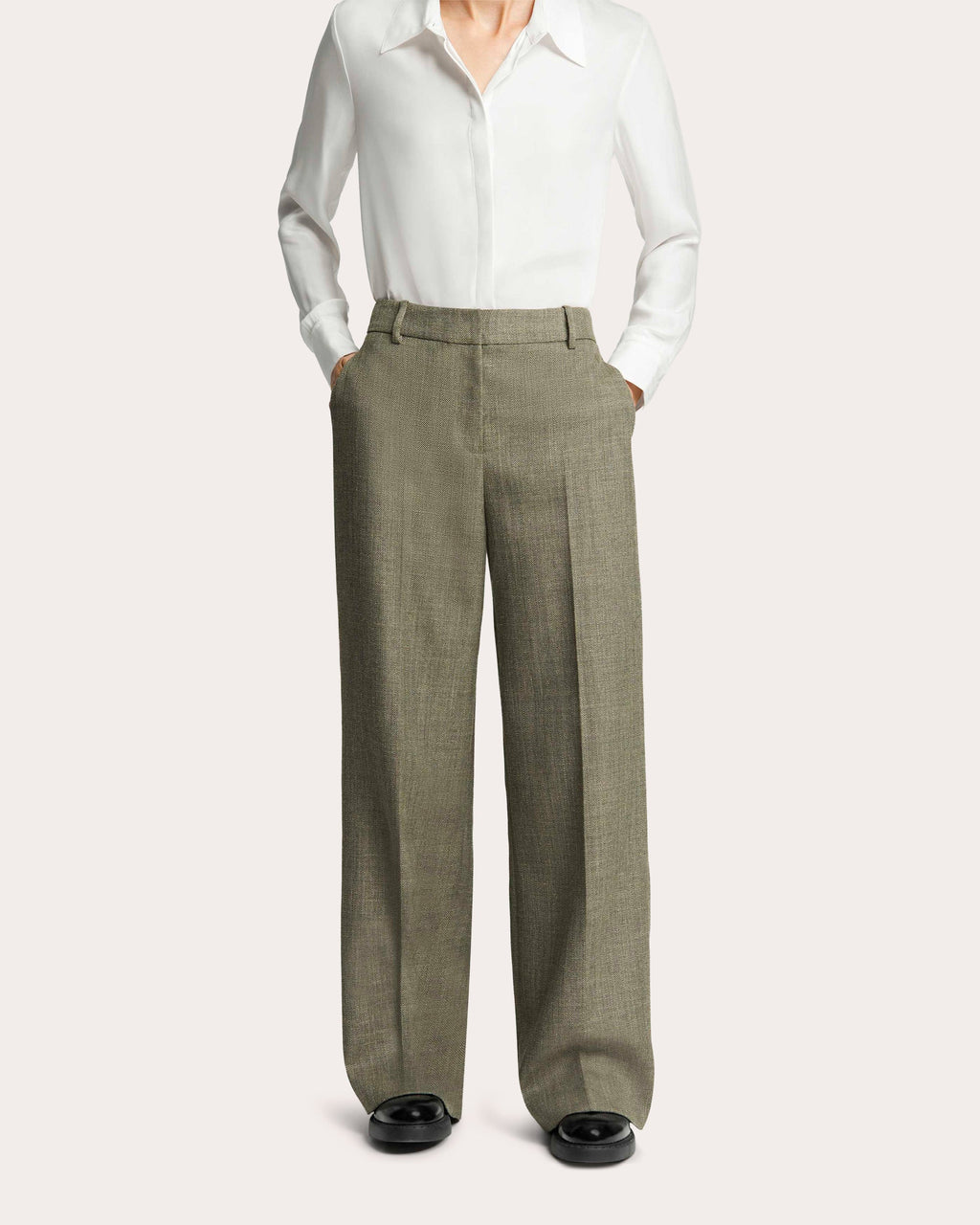 Soho Herringbone Wool Creased Trousers