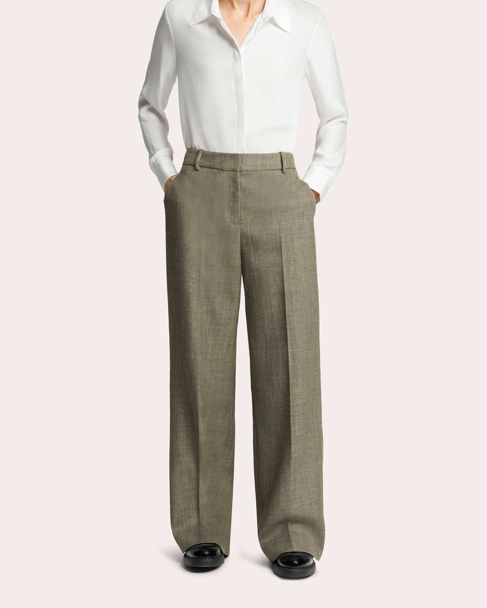 Soho Herringbone Wool Creased Trousers