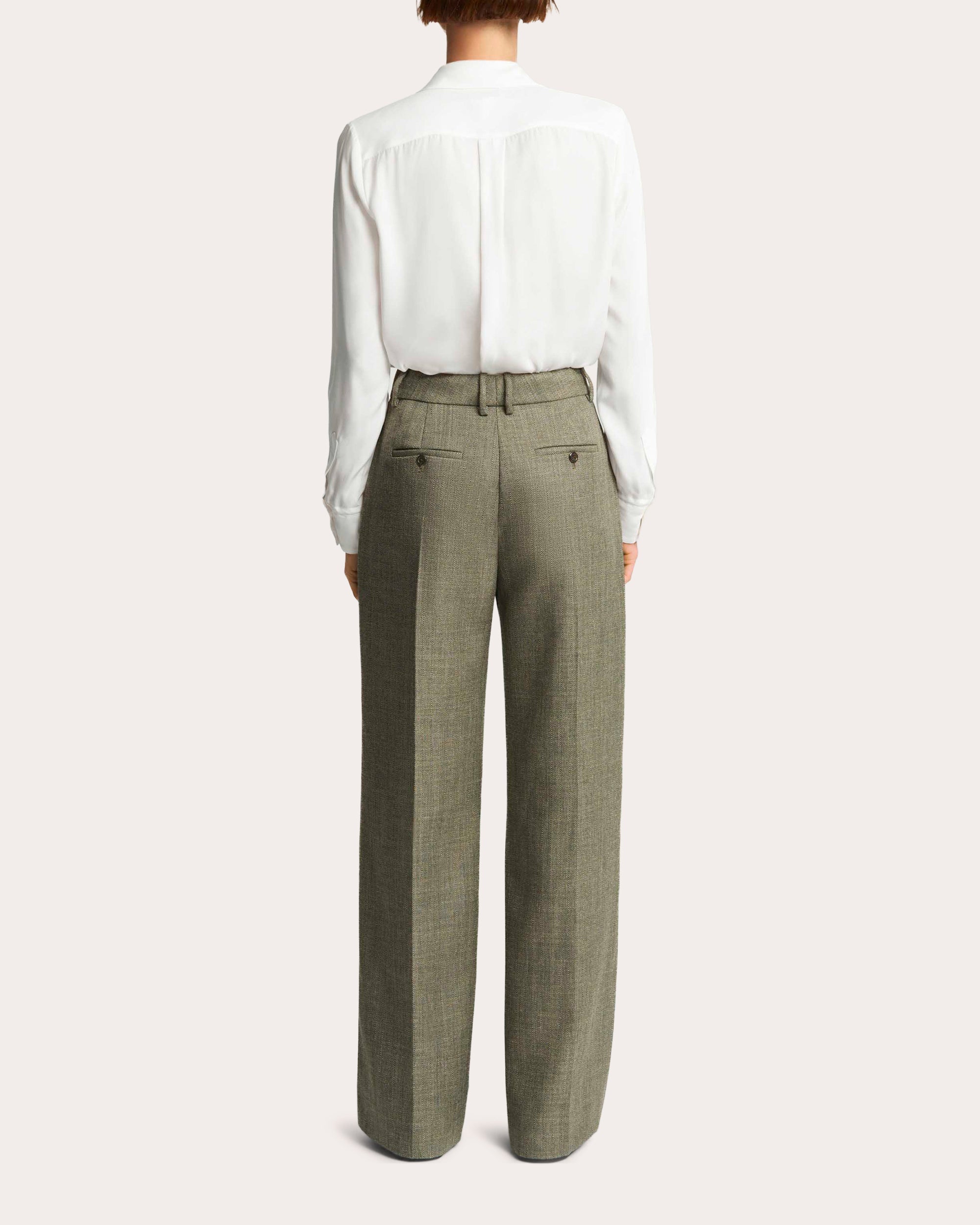 Soho Herringbone Wool Creased Trousers