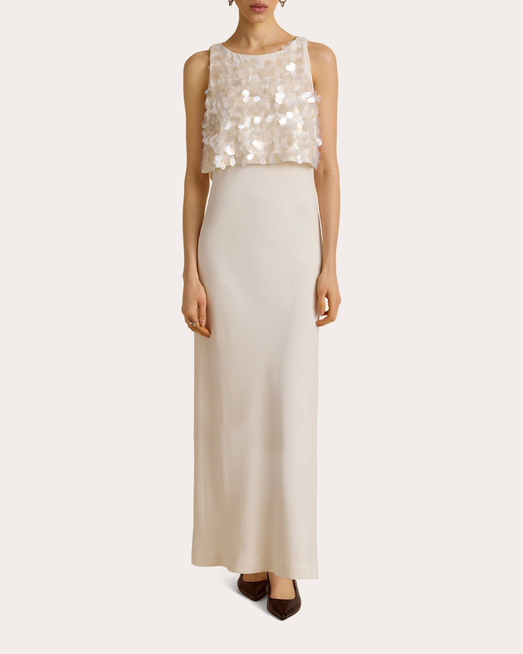 Sequin Paillette Crepe Bias Column Dress