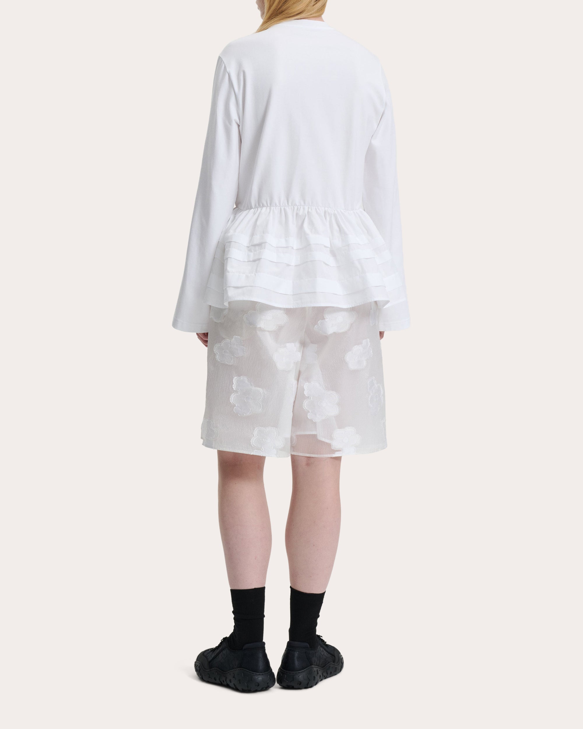 Audrey Pleated Cotton-Jersey Peplum Top