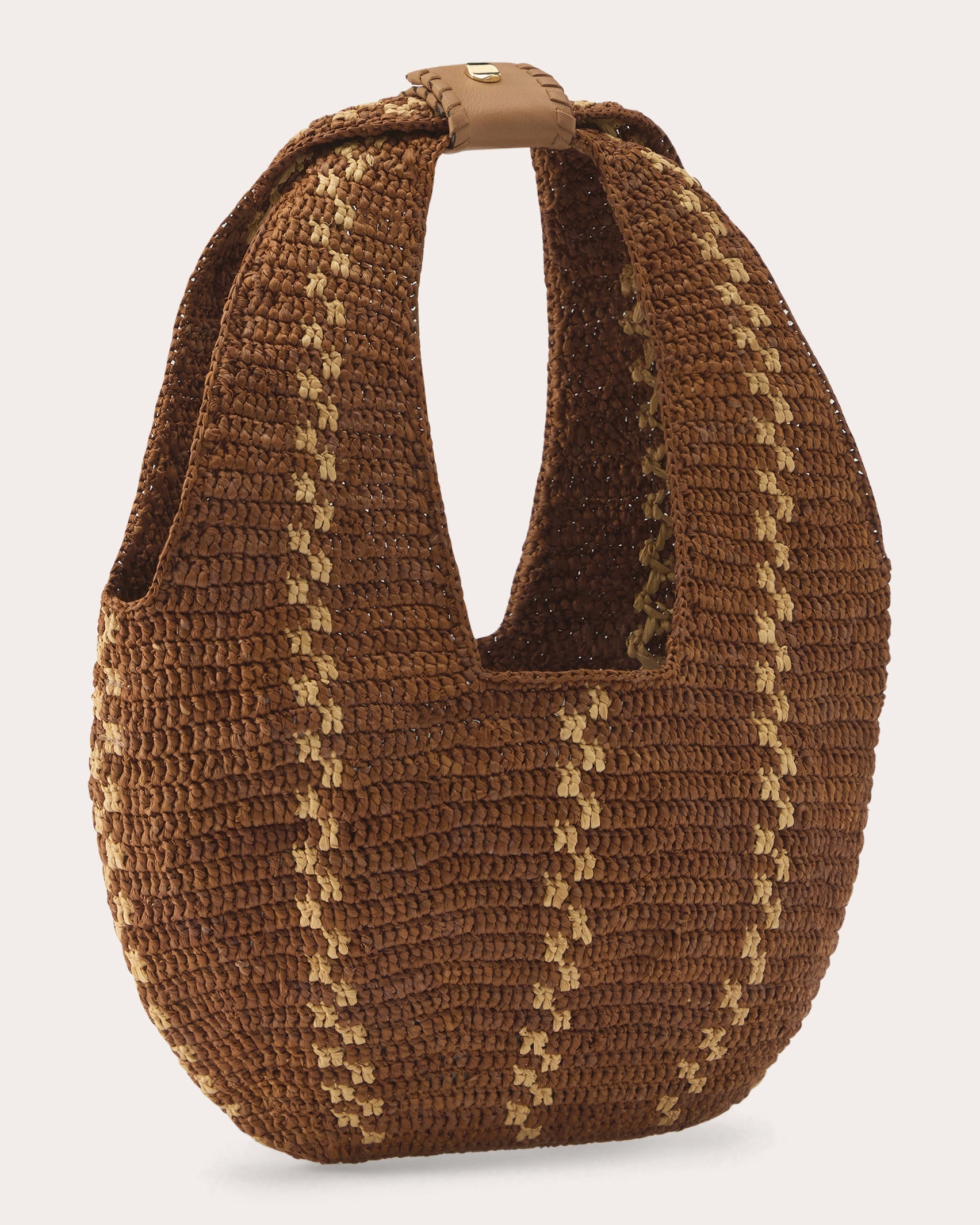 Aquarius Stitched Raffia Shoulder Bag