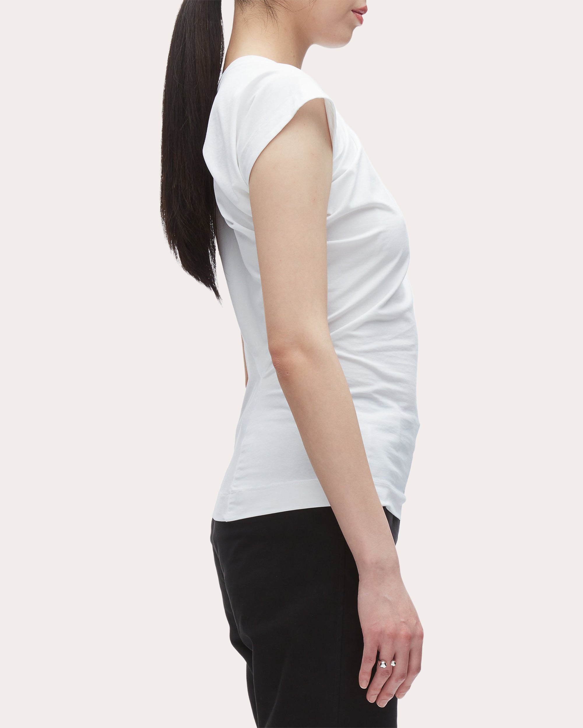 Cotton Jersey Asymmetric Draped T-Shirt