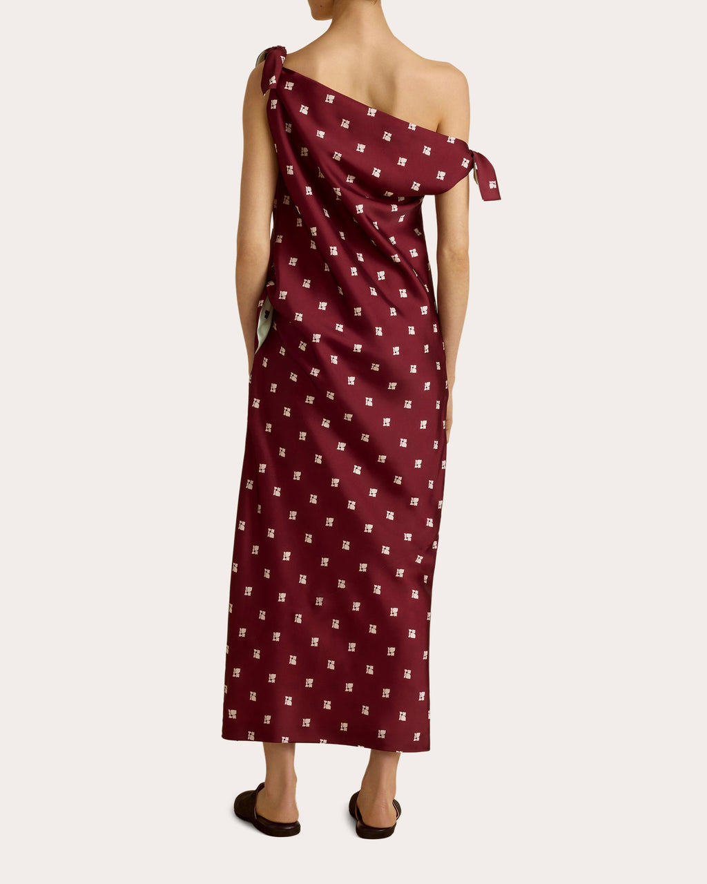 Floral Satin Twill Tied Asymmetric Maxi Dress