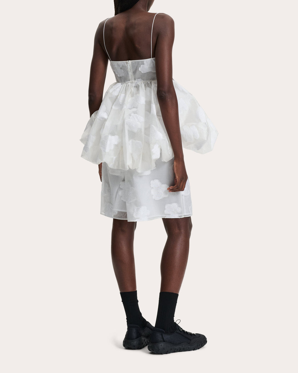 Anette Gathered Floral Fil-Coupé Peplum Bustier Top