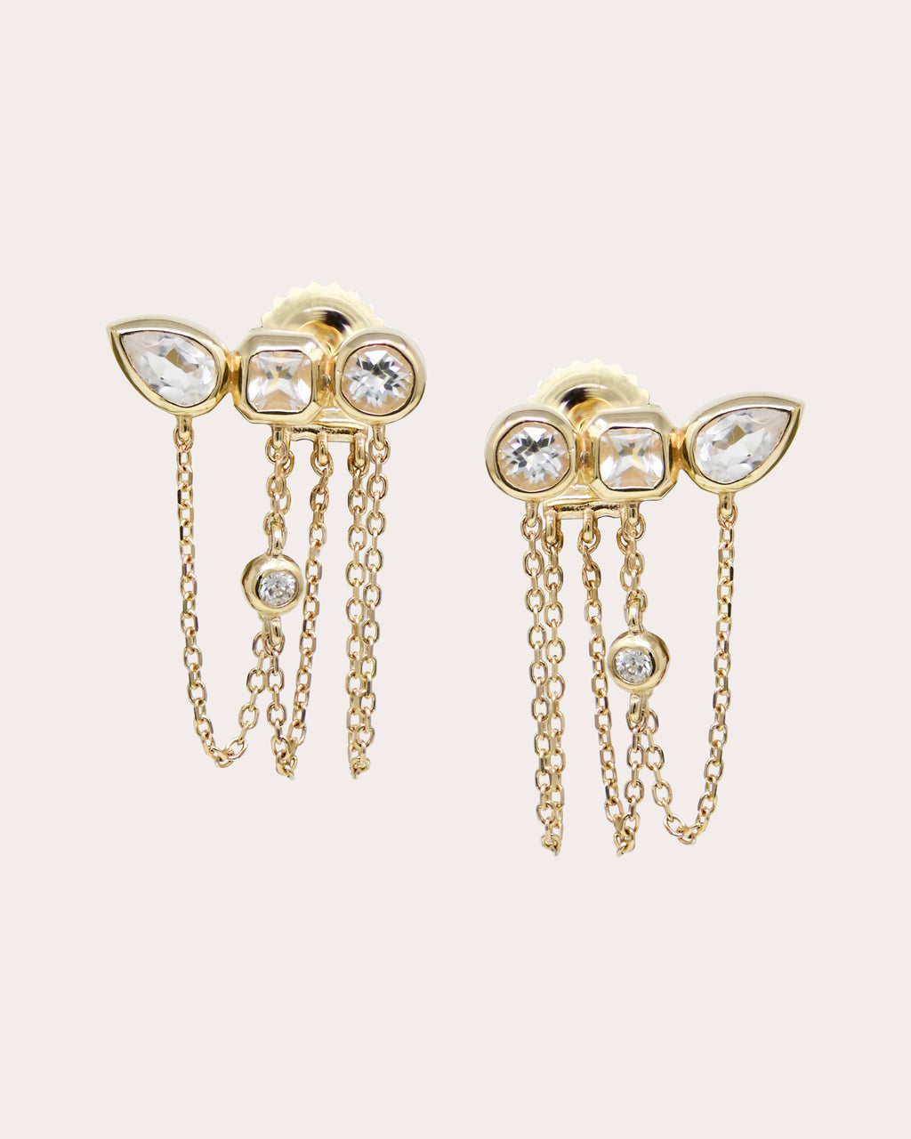 Diamond & Topaz Cléo Jaeda Chain Stud Earrings
