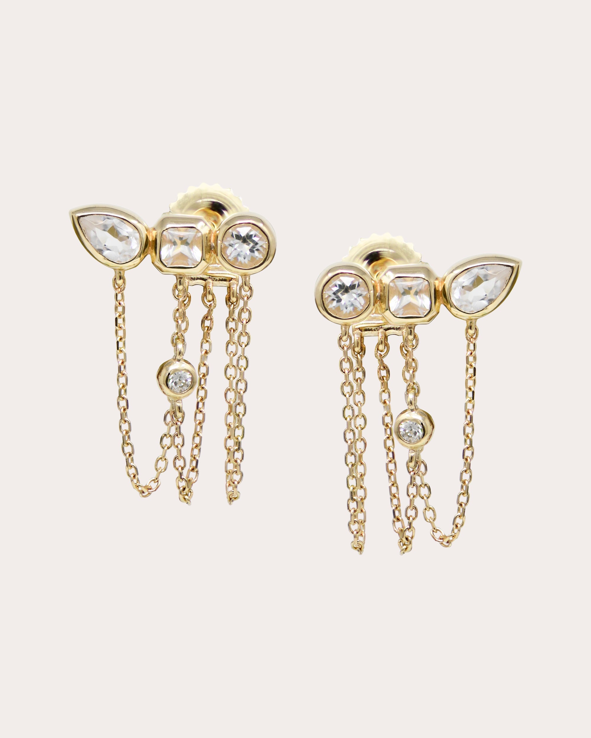 Diamond & Topaz Cléo Jaeda Chain Stud Earrings