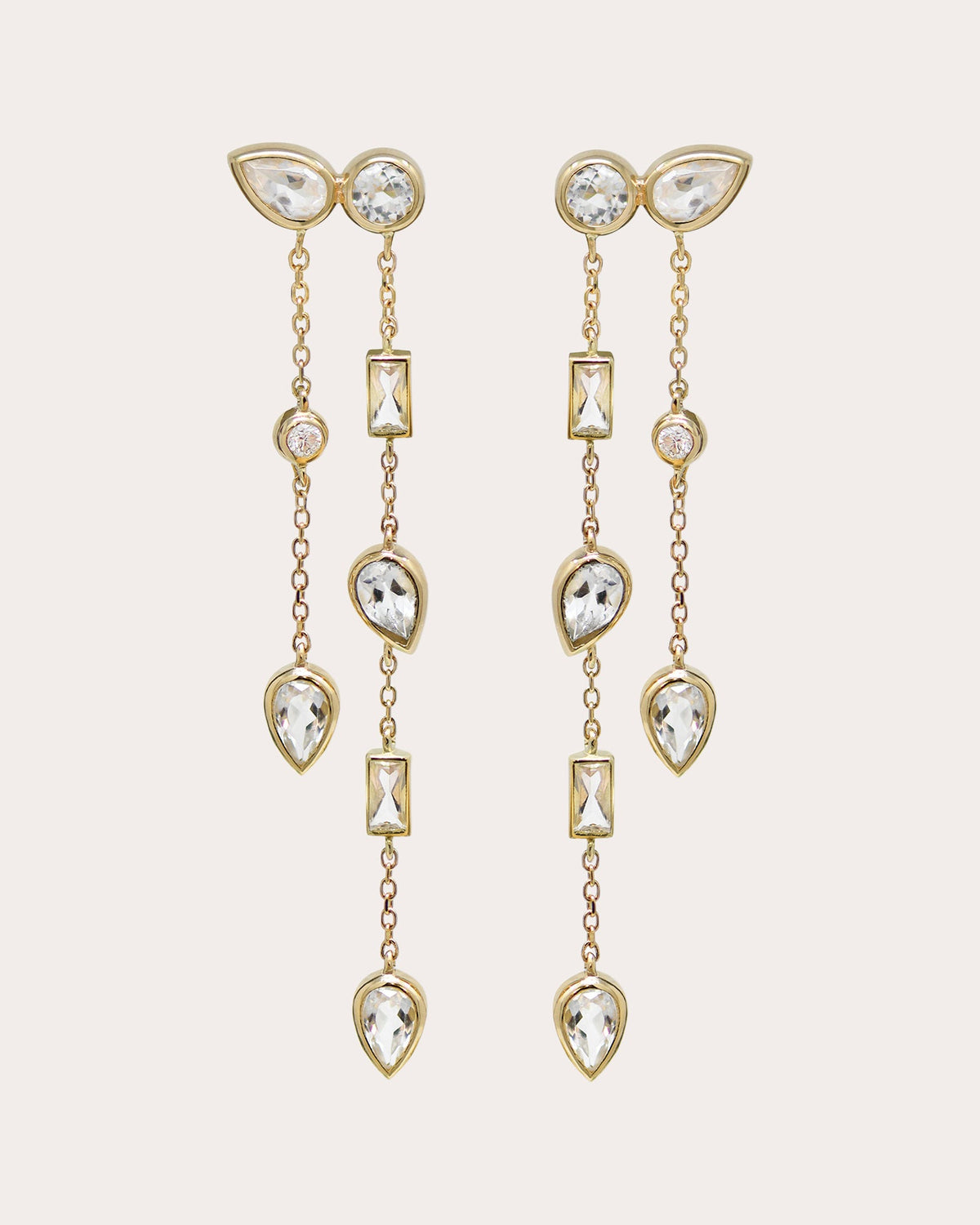 Topaz Cléo Eliana Double Chain Drop Earrings