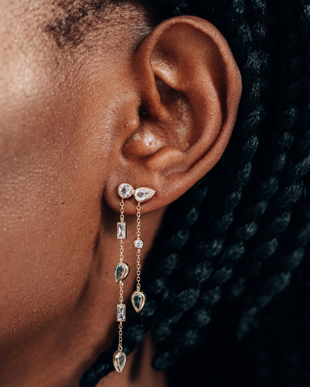 Topaz Cléo Eliana Double Chain Drop Earrings