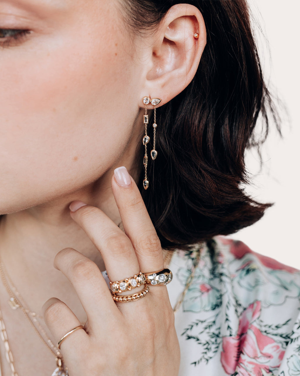 Topaz Cléo Eliana Double Chain Drop Earrings