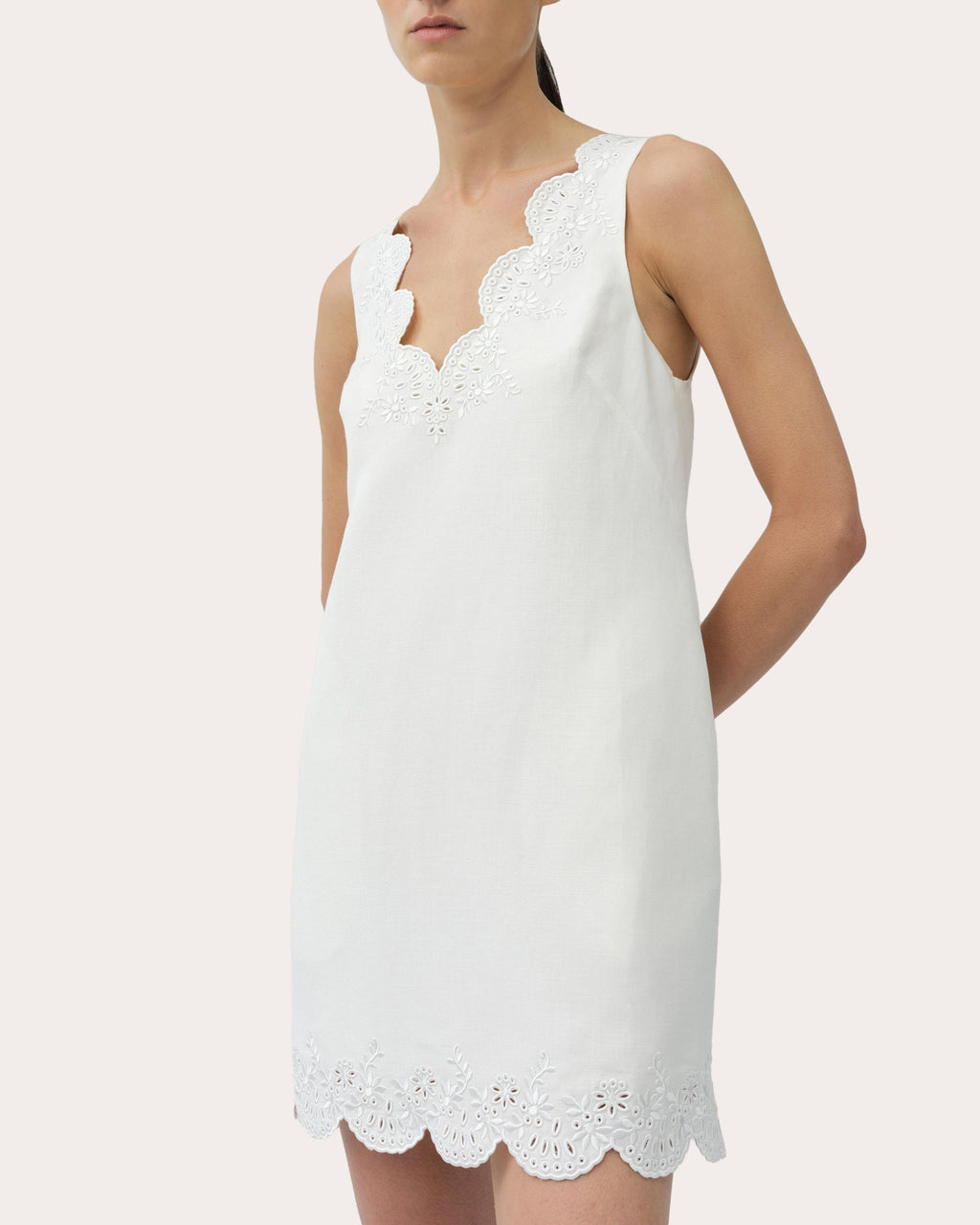 Edena Embroidered Linen Mini Dress