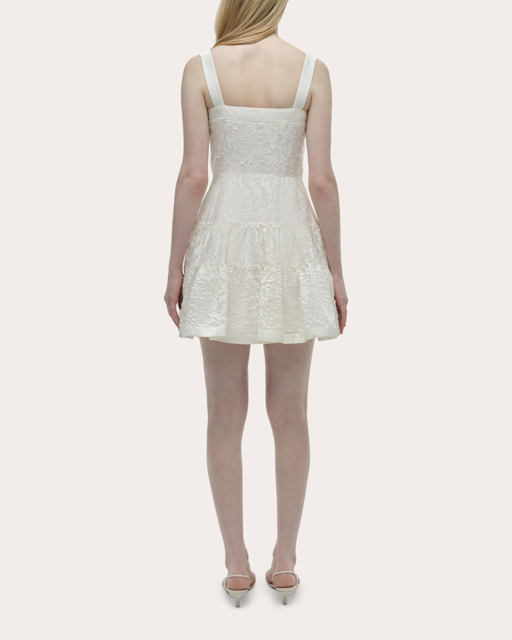 Laila Frayed Jacquard Tiered Mini Dress
