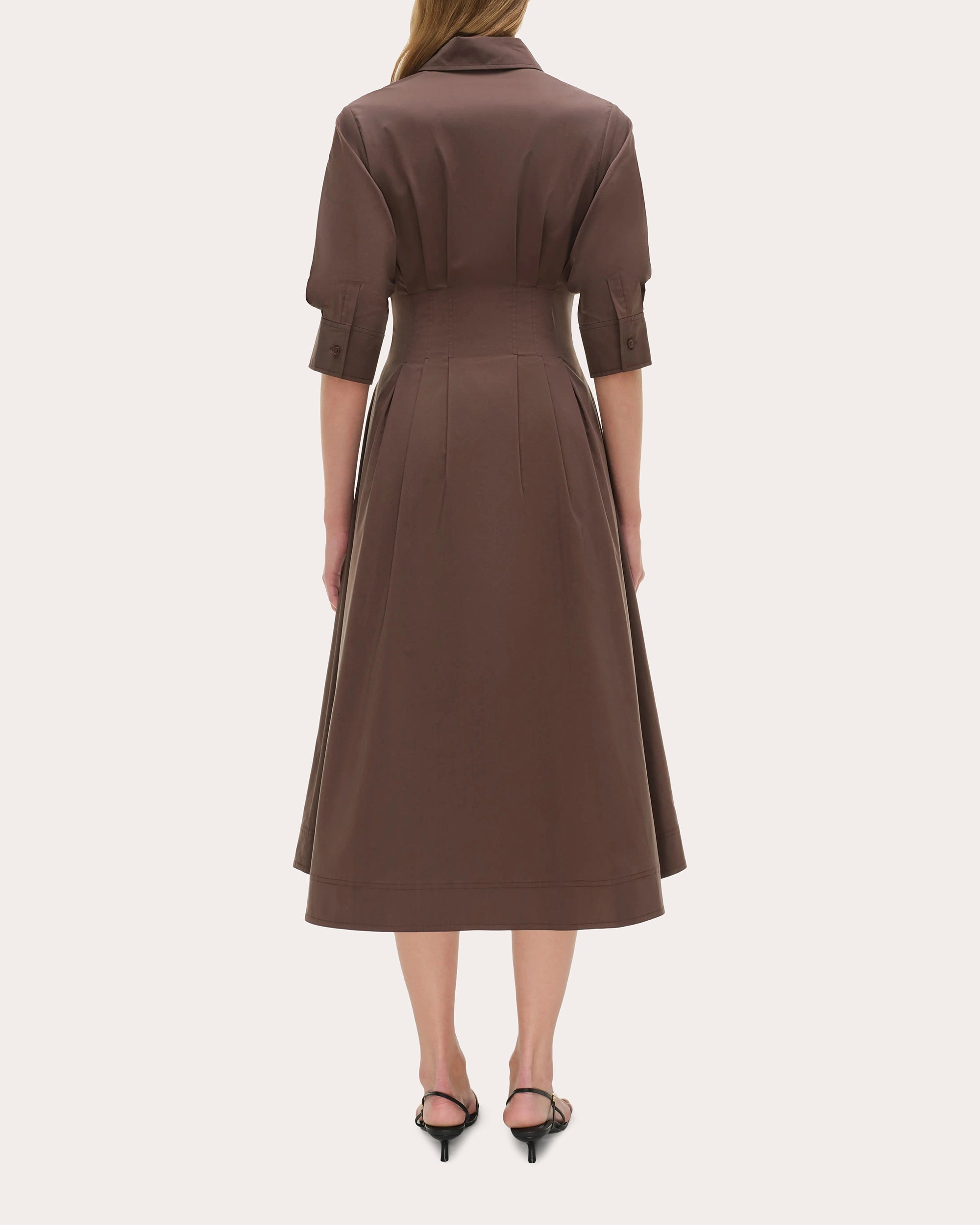 Jazz Pleated Poplin Midi Shirt Dress