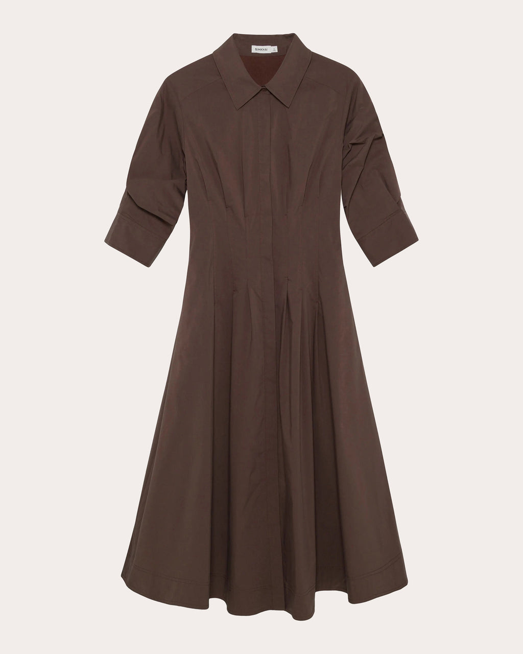 Jazz Pleated Poplin Midi Shirt Dress