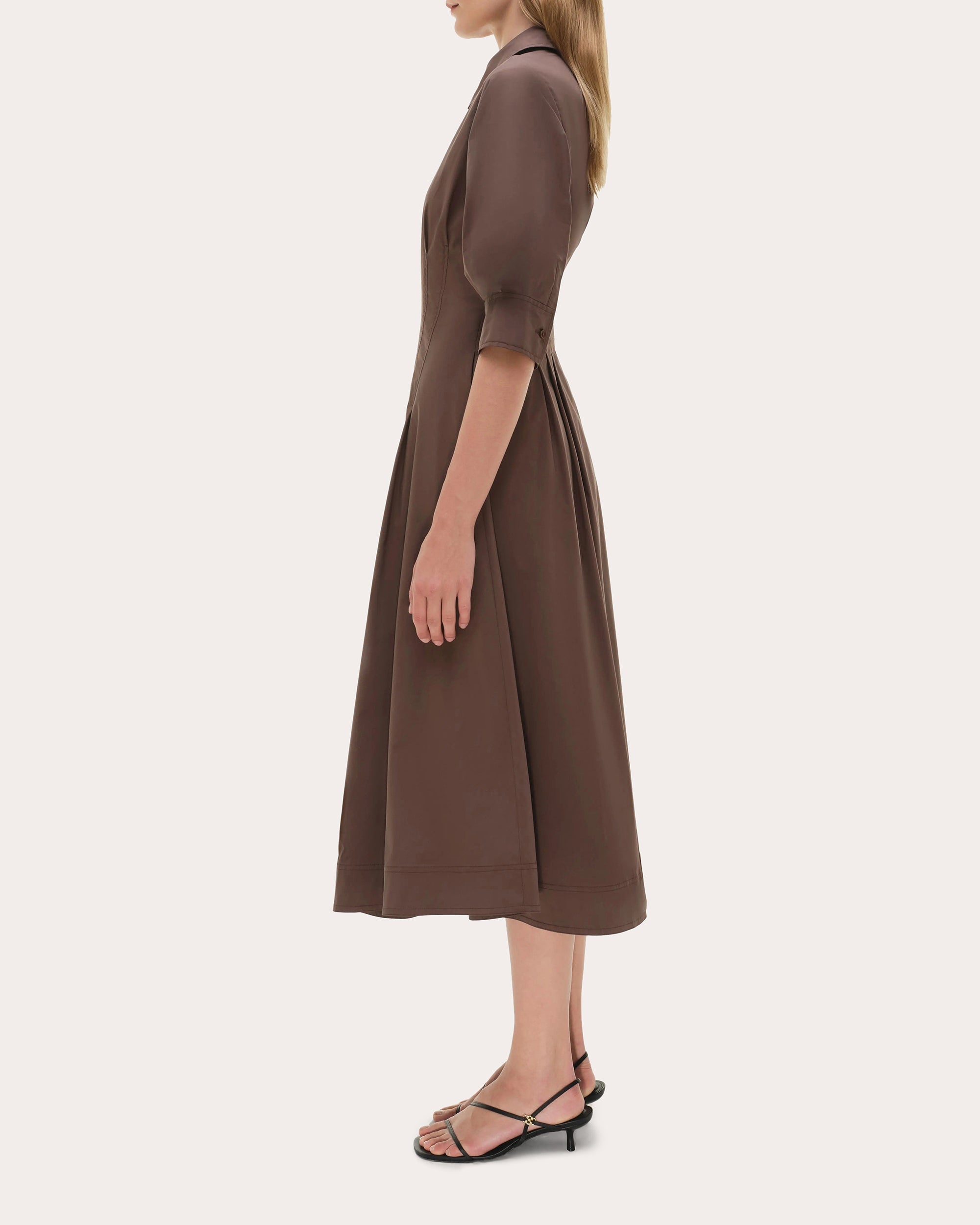 Jazz Pleated Poplin Midi Shirt Dress