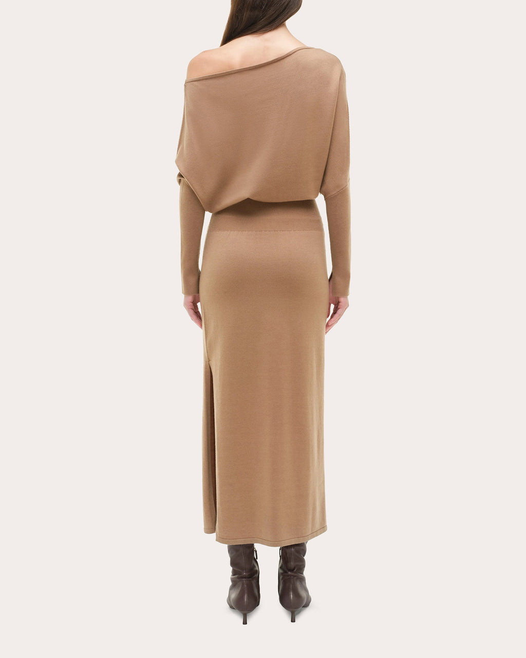 Janese Knit Wool Draped Midi Dress