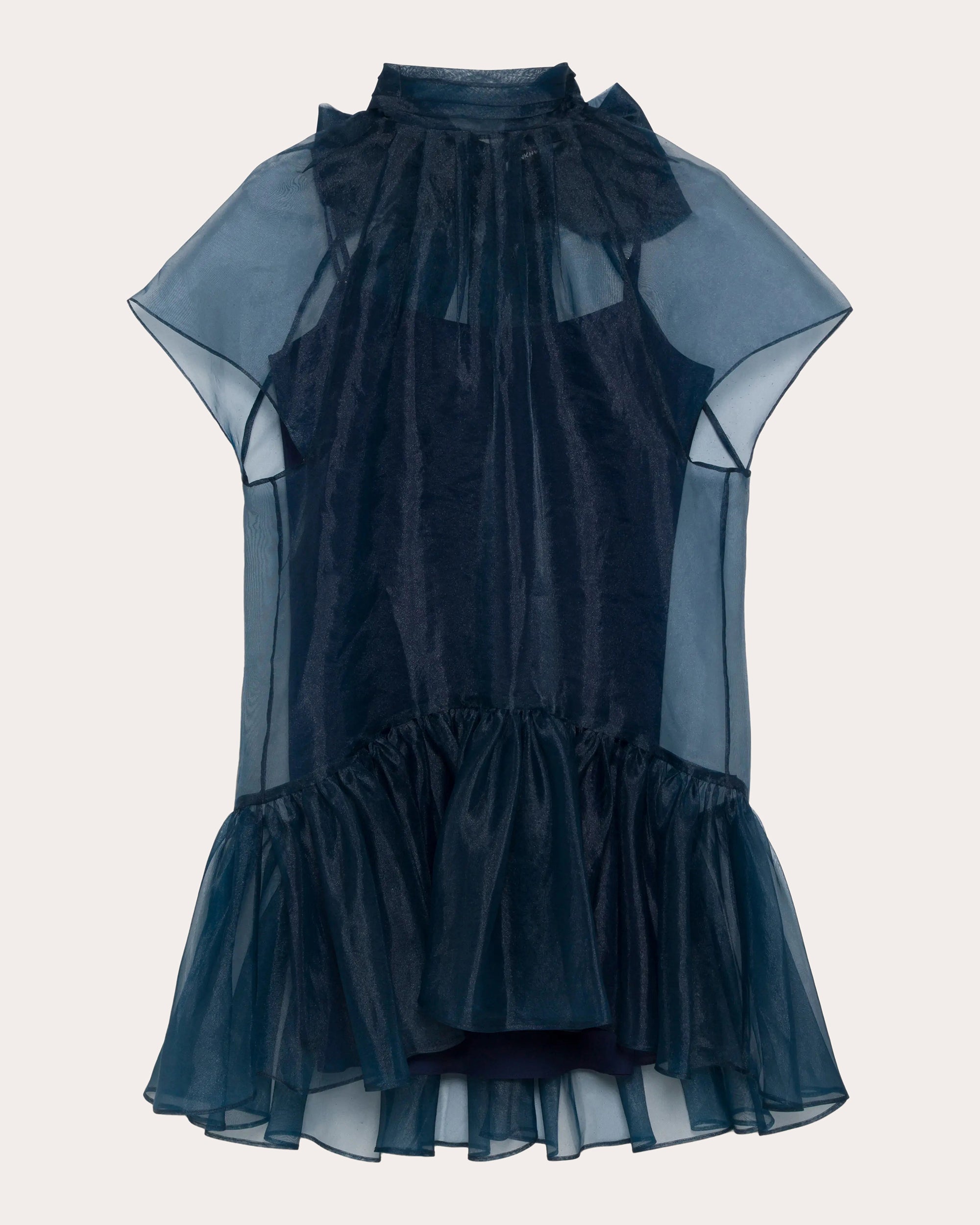 Beaux Organza Gathered Drop-Waist Mini Dress