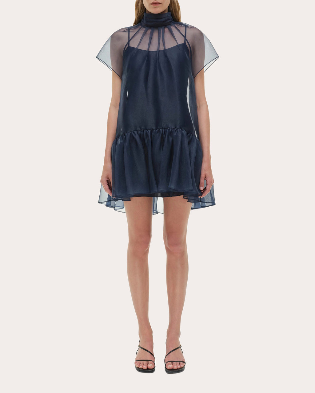 Beaux Organza Gathered Drop-Waist Mini Dress