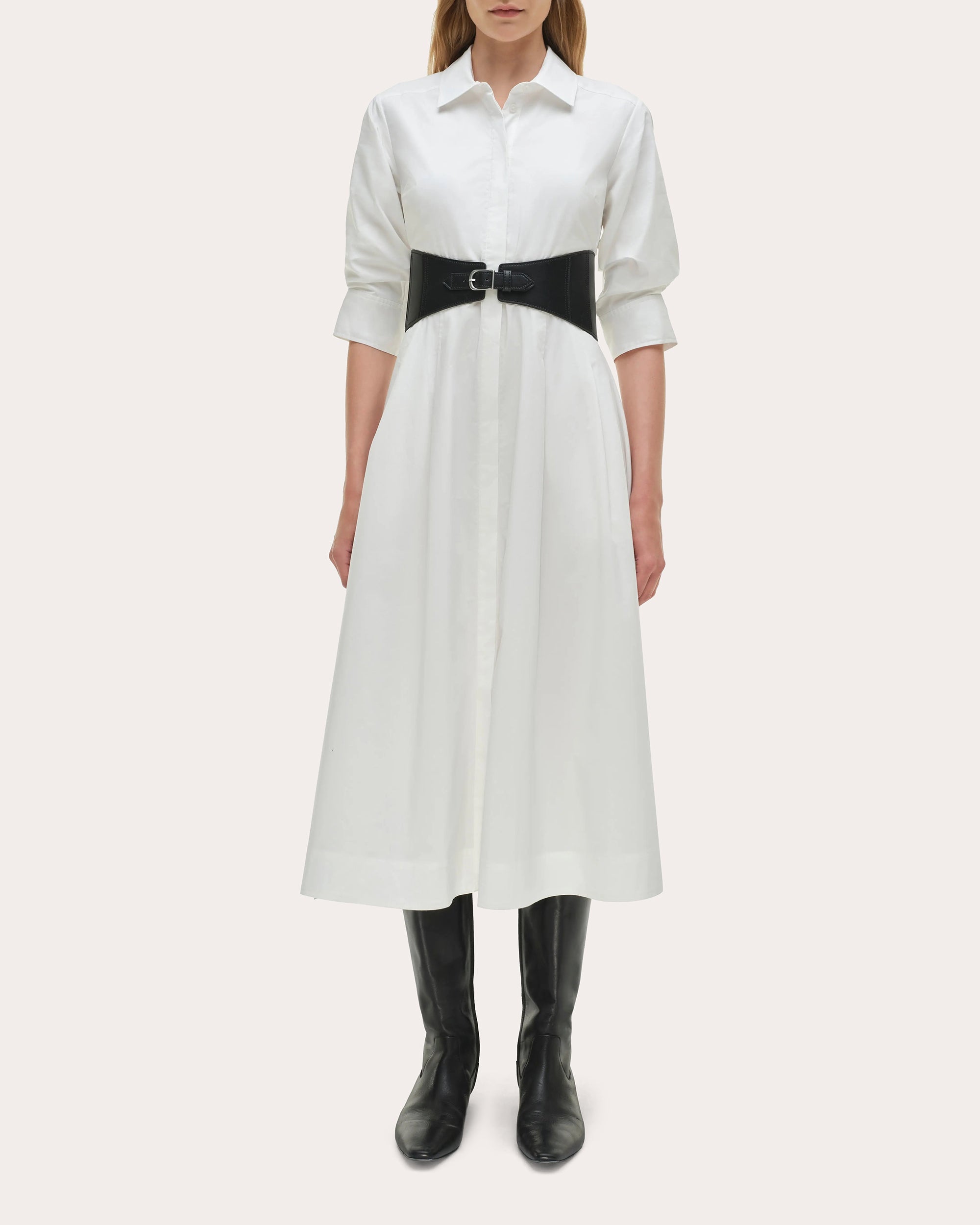 Olson Poplin Belted Midi Shirt Dress