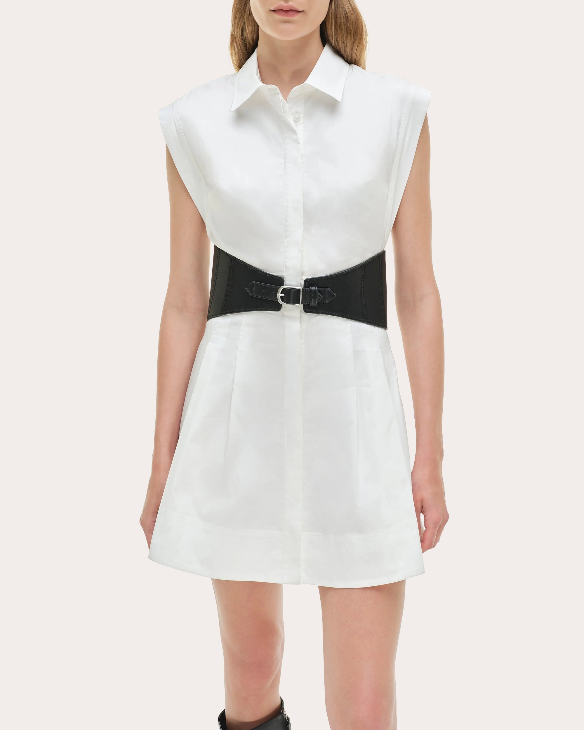 Adler Poplin Belted Mini Shirt Dress