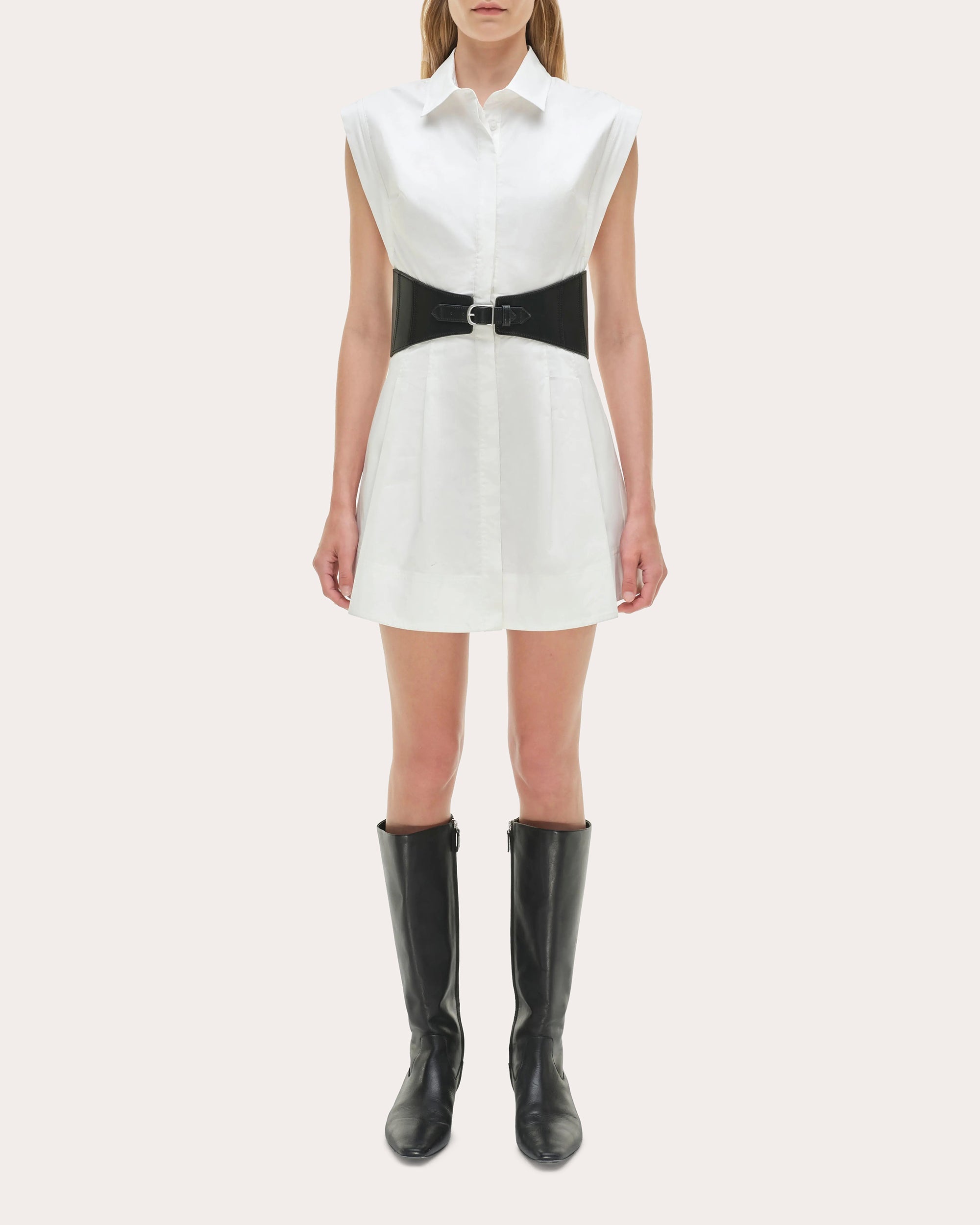 Adler Poplin Belted Mini Shirt Dress
